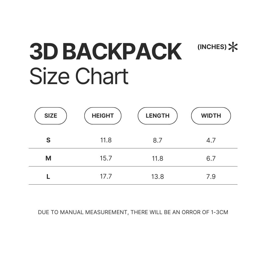 3D Backpack Size Chart - Cavalier King Charles Spaniel Shop